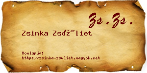 Zsinka Zsüliet névjegykártya